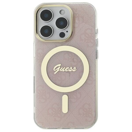 Original Handyhülle IPHONE 16 PRO Guess Hardcase IML 4G MagSafe (GUHMP16LH4STP) rosa