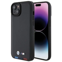 BMW BMHCP15M22PTDK iPhone 15 Plus 6,7" schwarz/schwarzer Lederstempel Tricolor