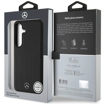 Schutzhülle SAMSUNG GALAXY S25 Mercedes AMG Hardcase Leather Debossed Lines MagSafe schwarz