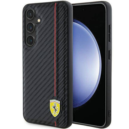 Oryginalne Etui FERRARI hardcase Carbon Printed Line FEHCS24MN3DUR do Samsung Galaxy S24 Plus Czarny