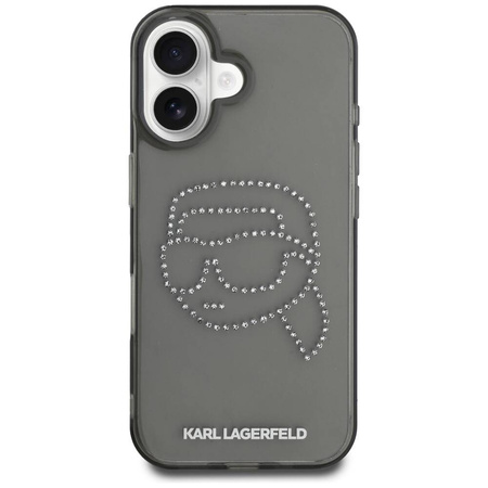 Original Case IPHONE 16 Karl Lagerfeld Hardcase IML Rhinestones Karl Head black