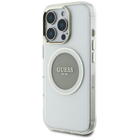 Guess IML Metal Colored Circle Classic Logo MagSafe - Etui do iPhone 16 Pro Max (szary)