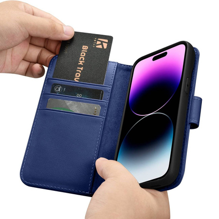 iCarer Wallet Case 2in1 iPhone 14 Pro Max Leder Flip Cover Anti-RFID blau (WMI14220728-BU)