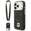 Etui Karl Lagerfeld Big Strap Choupette Metal Logo MagSafe na iPhone 17 Pro - czarne