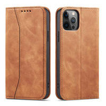 Magnet Fancy Case etui do iPhone 12 Pro pokrowiec portfel na karty kartę podstawka brązowy