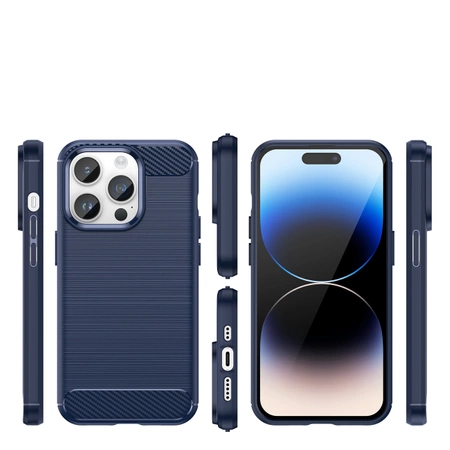 Carbon Case für iPhone 14 Pro Max flexible Gel-Rückseite blau