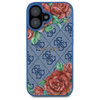 Oryginalne Etui IPHONE 16 Guess Hardcase 4G Flowers Print MagSafe (GUHMP16SP4ROPEMCB) niebieskie