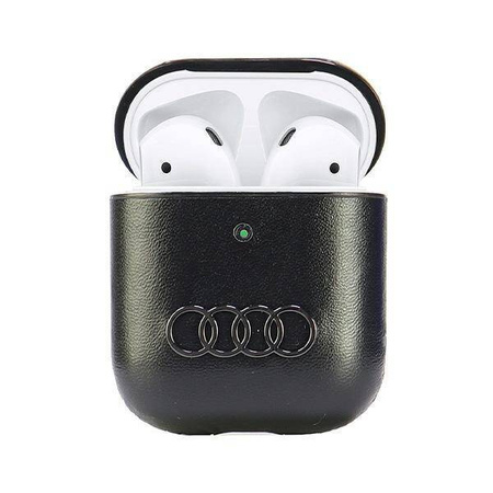 Original Case APPLE AIRPODS 1 / 2 Audi Leather Big Logo Cover (AU-AP-GT/D3-BK) black