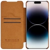 Nillkin Qin Leather Pro Case etui iPhone 14 Pro Max osłona na aparat kabura pokrowiec obudowa z klapką brązowy