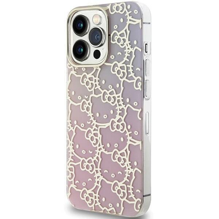 Hello Kitty IML Gradient Electrop Crowded Kitty Head Hülle für iPhone 15 Pro – Pink