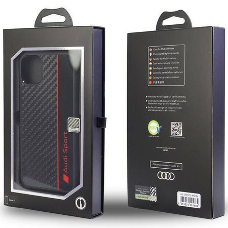 Audi Carbon Fiber Stripe iPhone 12/12 Pro 6,1&quot; schwarz/schwarz Hardcase AUS-TPUPCIP12P-R8/D1-BK