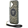 Oryginalne Etui IPHONE 16 Guess HC IML Leopard Triangle Cord Strap brązowe