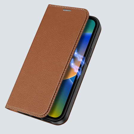 Dux Ducis Skin X2 Hülle für iPhone 14 Plus Hülle mit Magnetklappe braun