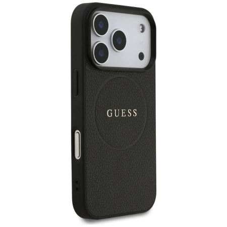 Etui Guess Grained Ring MagSafe do iPhone 17 Pro - czarne