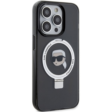 Karl Lagerfeld KLHMP15XHMRSKHK iPhone 15 Pro Max 6,7" schwarz/schwarz Hardcase Ring Stand Karl Head MagSafe