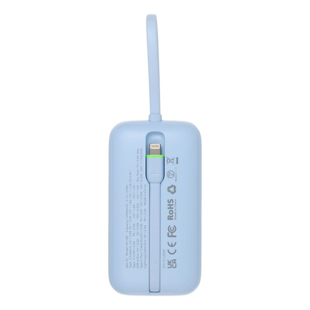 VEGER powerbank 10000 mAh z wbudowanymi kablami Typ C / Lightning PD QC3.0 35W K1 (W1188) niebieski