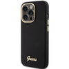 Guess Silikon Script Metal Logo &amp; Frame Hülle für iPhone 15 Pro Max – Schwarz