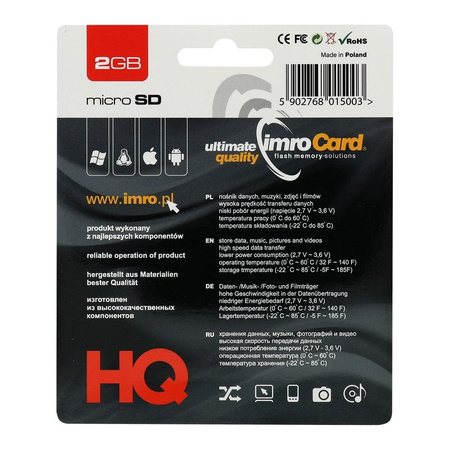 Imro karta pamięci 2GB microSDHC kl. 4 + adapter