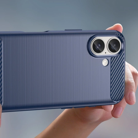 Carbon Case Silikonhülle für iPhone 16 - Blau
