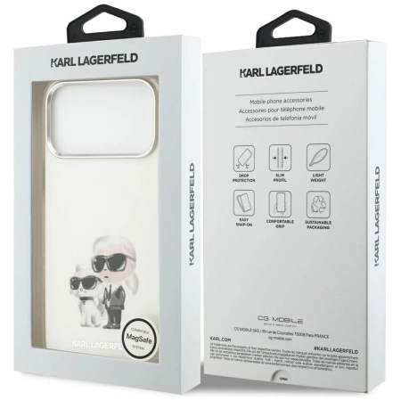 Karl Lagerfeld IML Aquarelle Karl & Choupette & Logo MagSafe Case für iPhone 17 Pro Max - Weiß