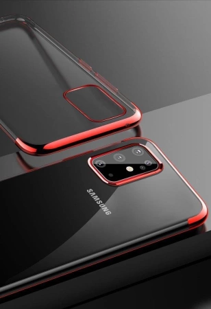 Clear Color Silikon Gel Electroplating frame Handyhülle Schutzhülle für Samsung Galaxy A72 4G schwarz