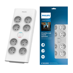PRZEDŁUŻACZ SIECIOWY PHILIPS LISTWA ZASILAJĄCA PRZEPIĘCIOWA 8 GNIAZDA 2M BIAŁA 16A SPN7080WA/60