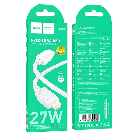 HOCO kabel Typ C do Lightning PD 27W X113 1 m biały