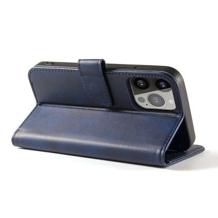 Etui portfel z klapką podstawką do iPhone 15 Pro Magnet Case - niebieskie