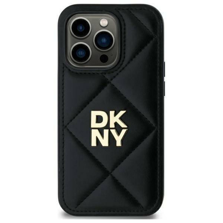 Original Handyhülle IPHONE 14 DKNY Quilted Stack Logo (DKHCP14SPQDSLK) schwarz