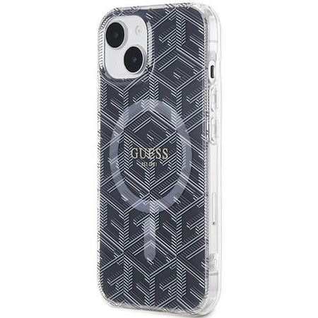 Oryginalne Etui GUESS Hardcase GUHMP15SHGCUSTGK do iPhone 15 (Kompatybilny z Magsafe / IML GCUBE / czarny)