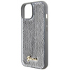 Guess Pailletten-Schriftzug-Metallgehäuse für iPhone 15 – Silber