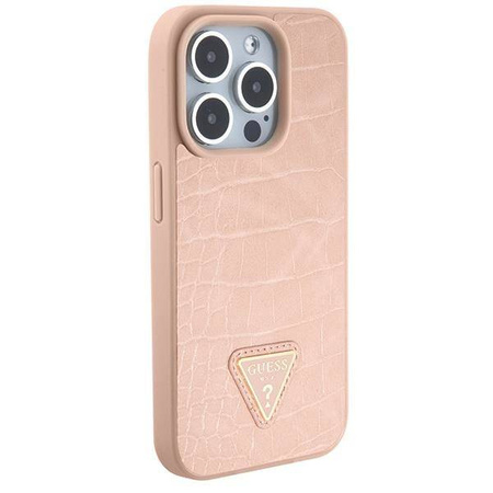 Guess nakładka do iPhone 15 Pro 6,1" GUHCP15LPCRTHCP różowe HC PU Croco Triangle Logo