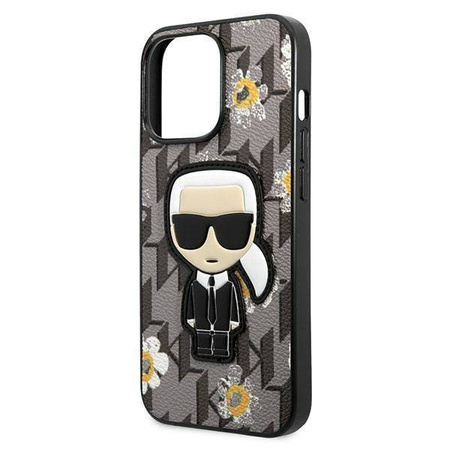 Oryginalne Etui IPHONE 13 PRO Karl Lagerfeld Flower Ikonik Karl (KLHCP13LPMNFIK1) szare