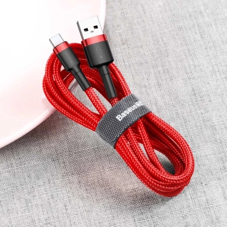 Baseus Cafule Cable - Kabel do ładowania i transmisji danych USB do USB-C 2 A, 2 m (czerwony)