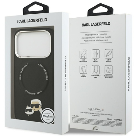 Karl Lagerfeld nakładka Magsafe PU case with Karl&Choupette heads pins logo and metal camera buttons do iPhone 17 Pro Max czarna