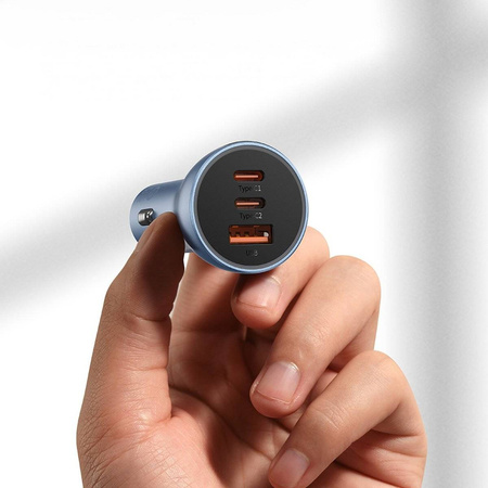 Baseus Golden Contactor Pro USB-A car charger + 2x USB-C 65W dark gray (CGJP010013)