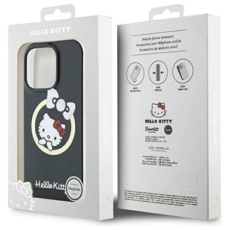 Original Handyhülle IPHONE 16 PRO Hello Kitty Hardcase IML Fun Bow MagSafe (HKHMP16LHFLBK) schwarz