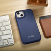 iCarer CE Premium Leather Folio Case skórzane etui iPhone 14 Plus z klapką magnetyczne MagSafe niebieski (WMI14220715-BU)