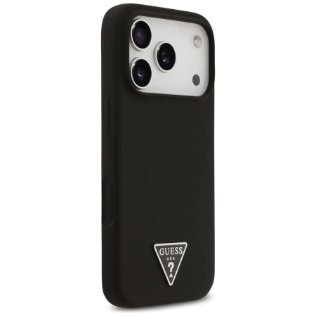 Guess Silikon Triangle Logo MagSafe Case für iPhone 17 Pro Max - Schwarz