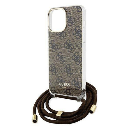 Etui Guess Crossbody Cord 4G Print na iPhone 15 Pro Max - brązowe