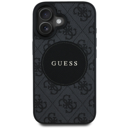 Original Handyhülle IPHONE 16 Guess 4G Circle Classic Logo MagSafe schwarz