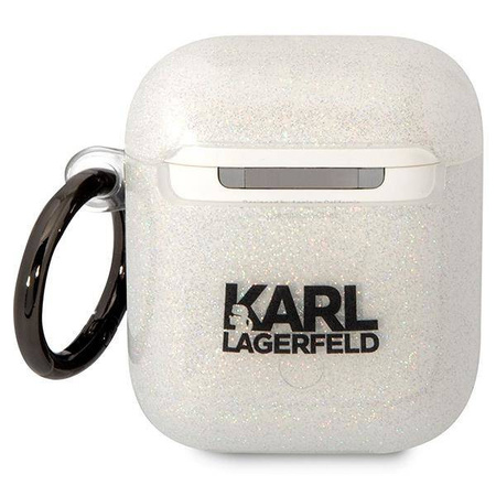 Oryginalne Etui APPLE AIRPODS Karl Lagerfeld Gliter Karl&Choupette (KLA2HNKCTGT) transparentne
