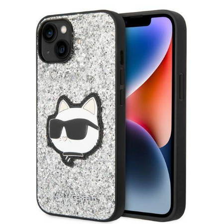 Karl Lagerfeld NFT Glitter Choupette Patch - Etui iPhone 14 Plus (srebrny)