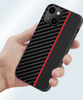 Tel Protect CARBON Case do Iphone 13 Pro Max Czarny z czerwonym paskiem