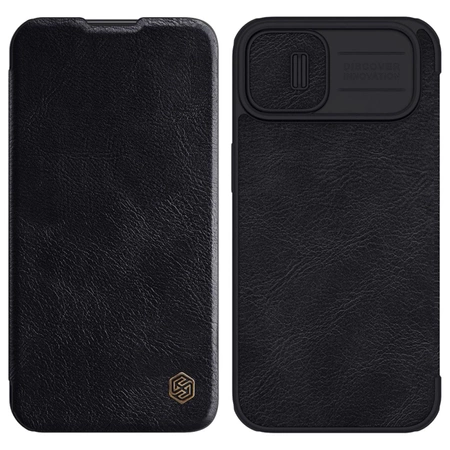 Nillkin Qin Leder Pro Hülle iPhone 14 Plus Kamera Cover Holster Cover Flip Case Schwarz