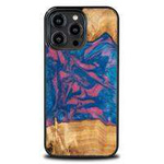 Hülle aus Holz und Harz für iPhone 14 Pro Max Bewood Unique Vegas – Pink und Blau