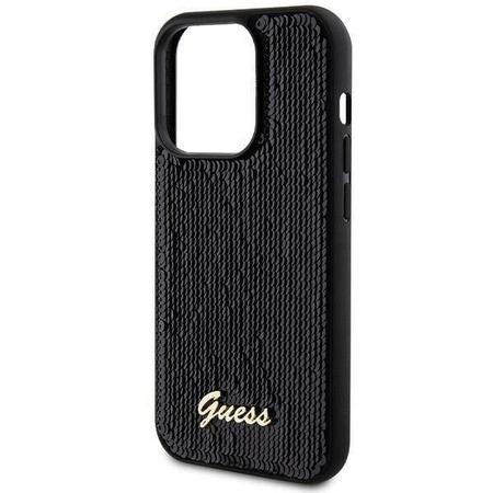 Guess nakładka do iPhone 13 Pro 6,1" GUHCP13LPSFDGSK HC SEQUIN SCRIPT METAL czarna
