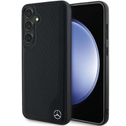 Oryginalne Etui MERCEDES hardcase Leather Debossed Line MagSafe MEHMS24S23RBGVK do Samsung Galaxy S24 Czarny