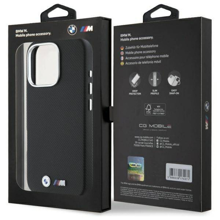 Original Handyhülle IPHONE 16 PRO MAX BMW Hardcase M Edition Kevlar Wrapped Metal (BMHCP16X23PUFWKEV) schwarz