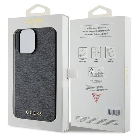 Guess 4G Metal Gold Logo Hülle für iPhone 15 Pro – Grau